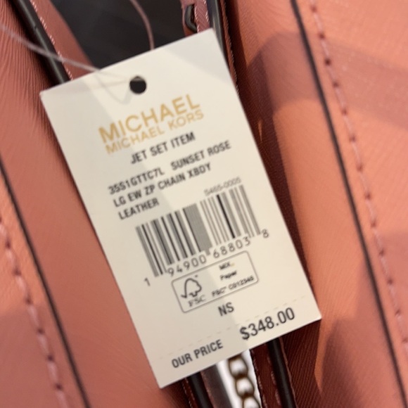 Michael Kors Jet Set Item Large East West Zip Chain Sunset Rose Crossbody Bag - Picture 6 of 12